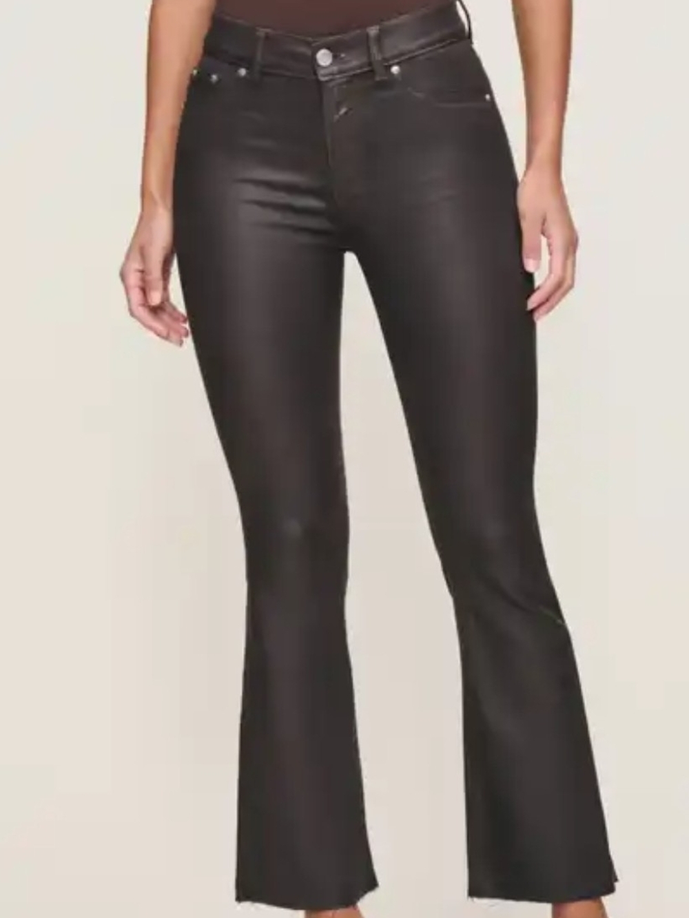 DL1961 Bridget Boot High Rise Instasculpt Crop Coated Black Flare Jeans Size 25
